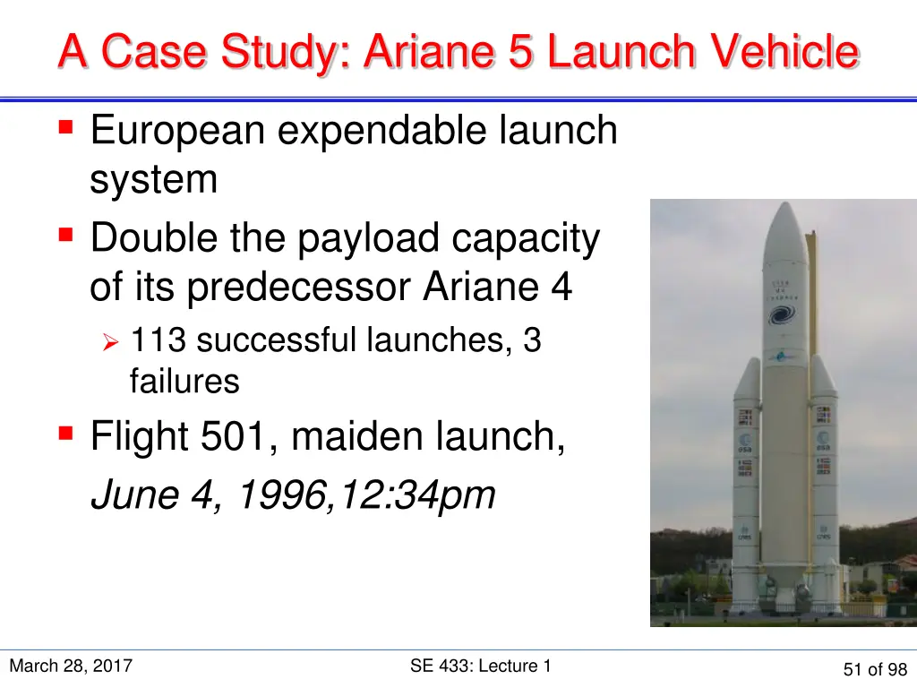 a case study ariane 5 launch vehicle