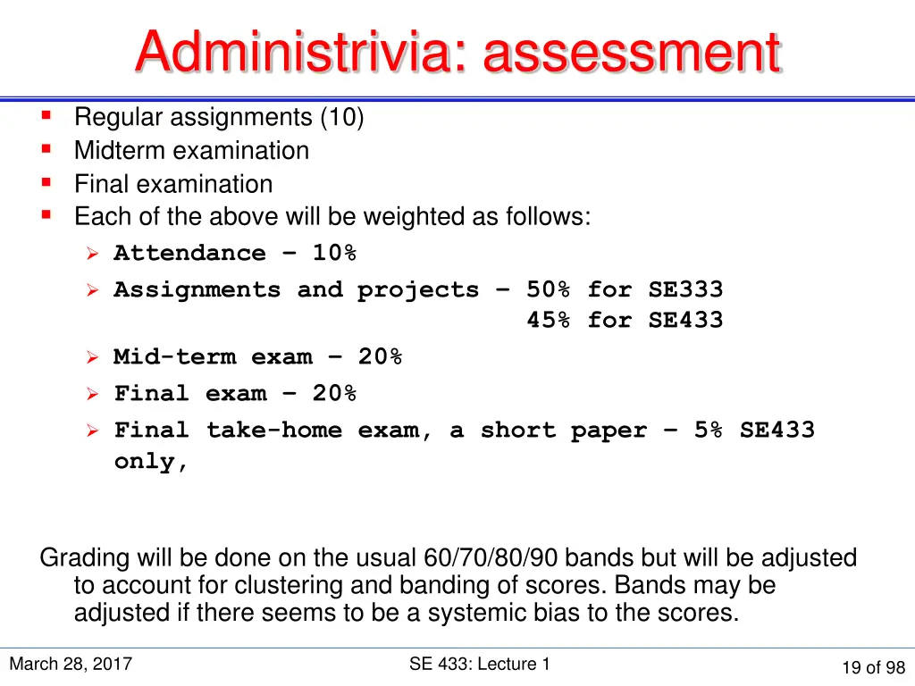 administrivia assessment