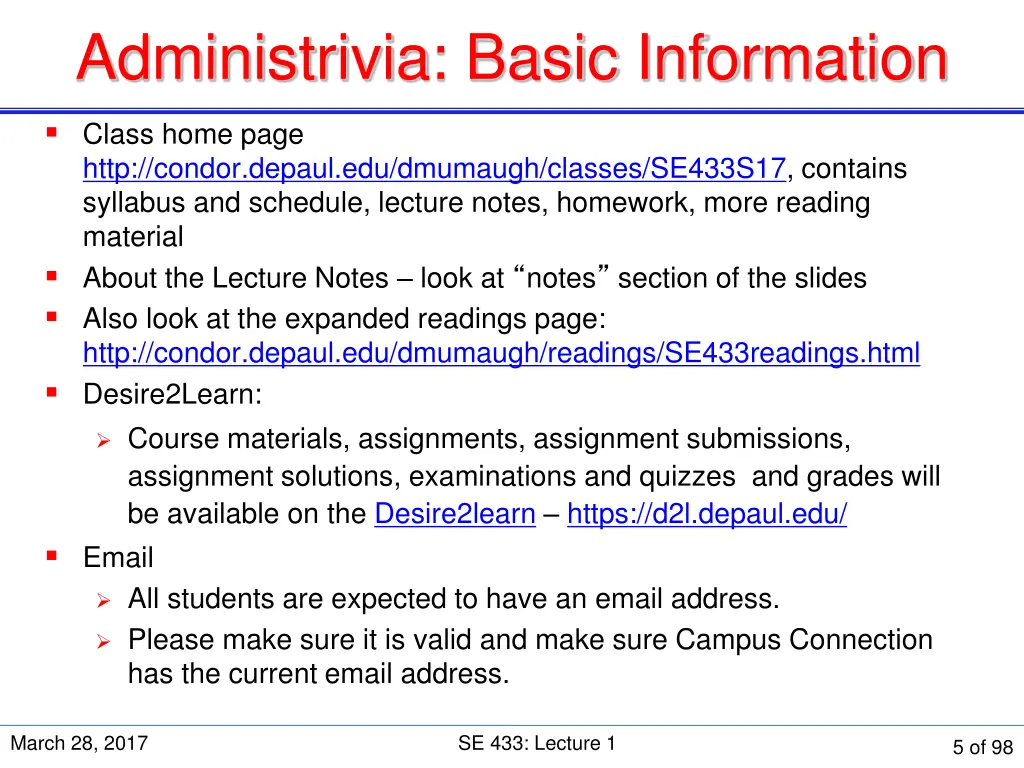 administrivia basic information 1