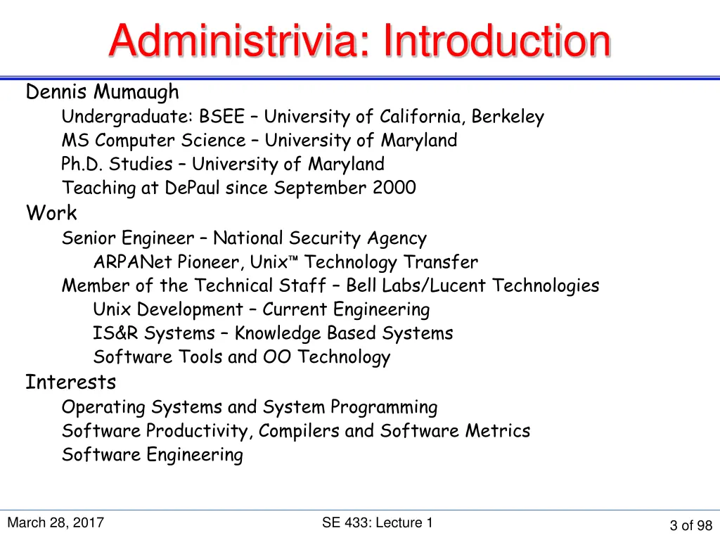 administrivia introduction