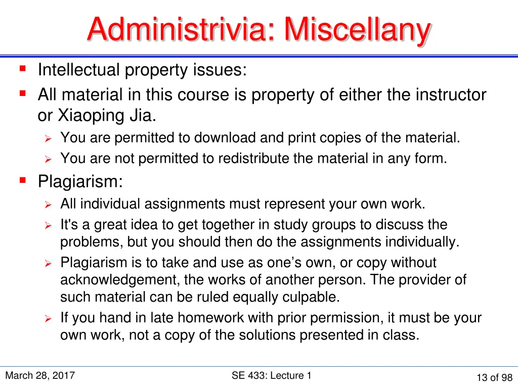 administrivia miscellany 1