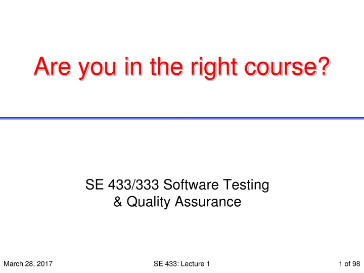 are you in the right course