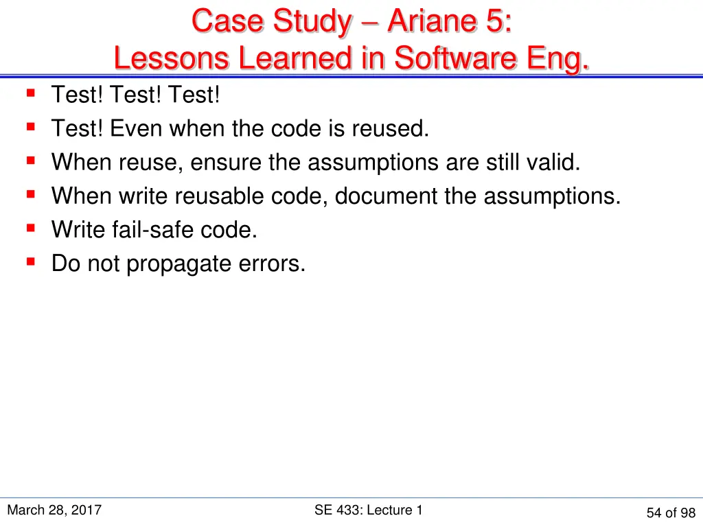 case study ariane 5 lessons learned in software