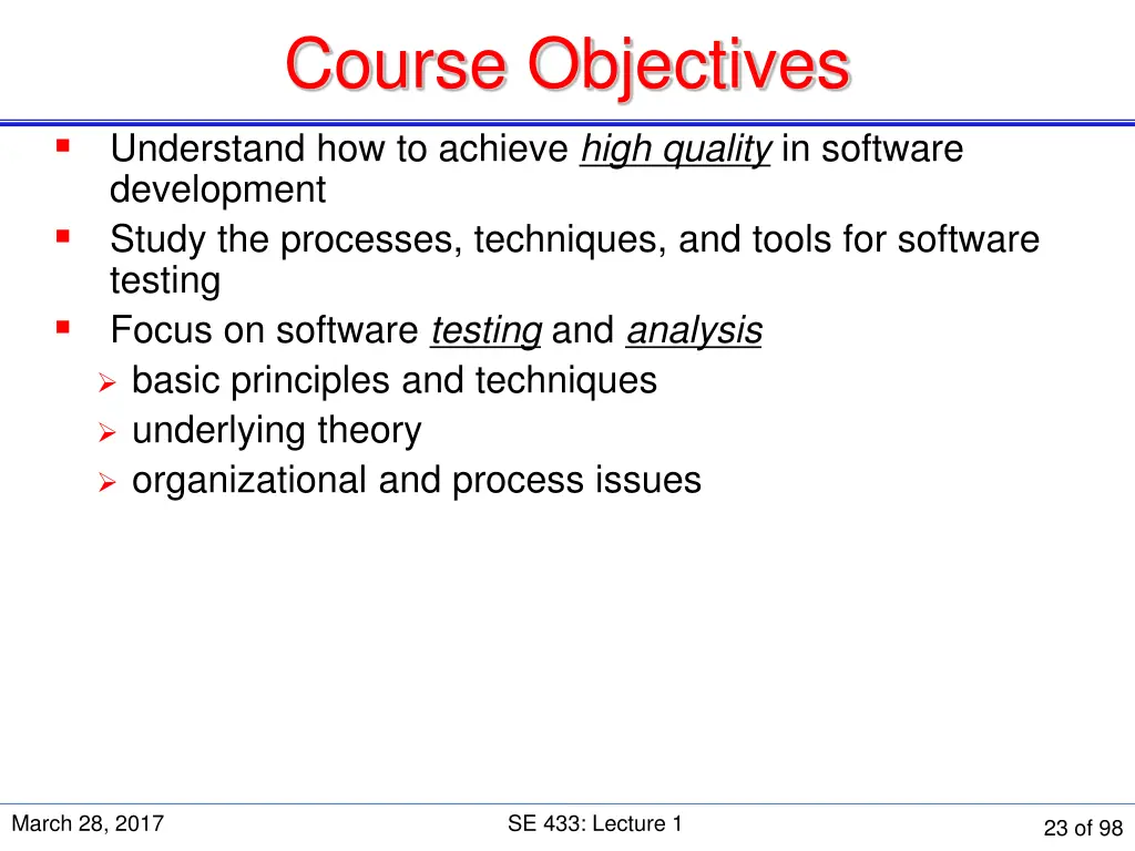 course objectives