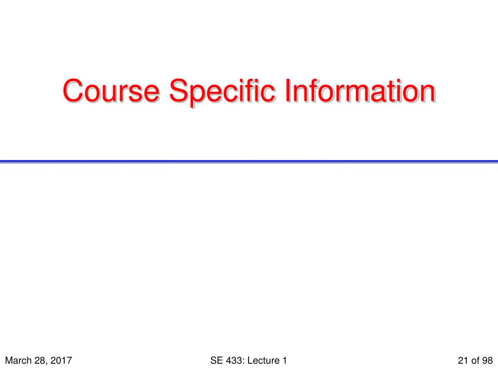 course specific information