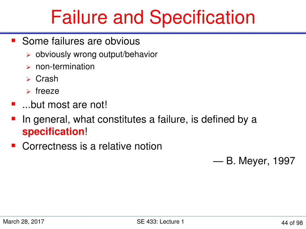 failure and specification