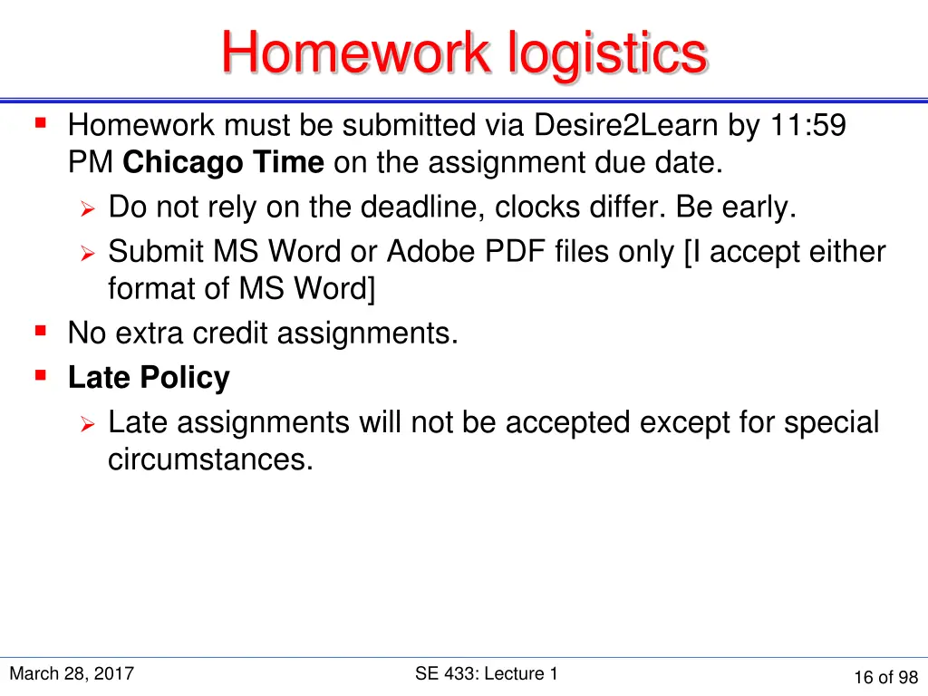 homework logistics