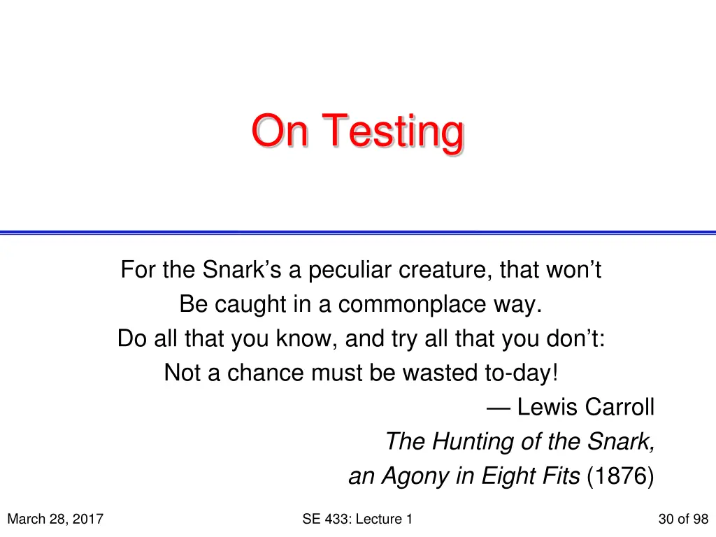 on testing