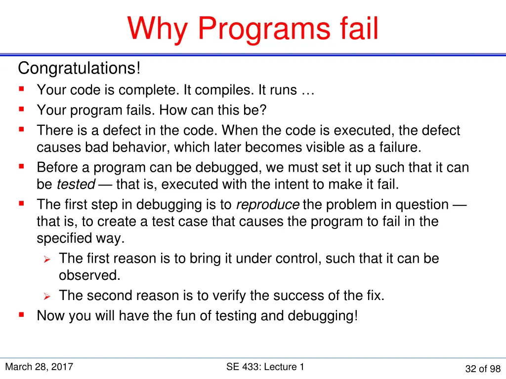 why programs fail 1