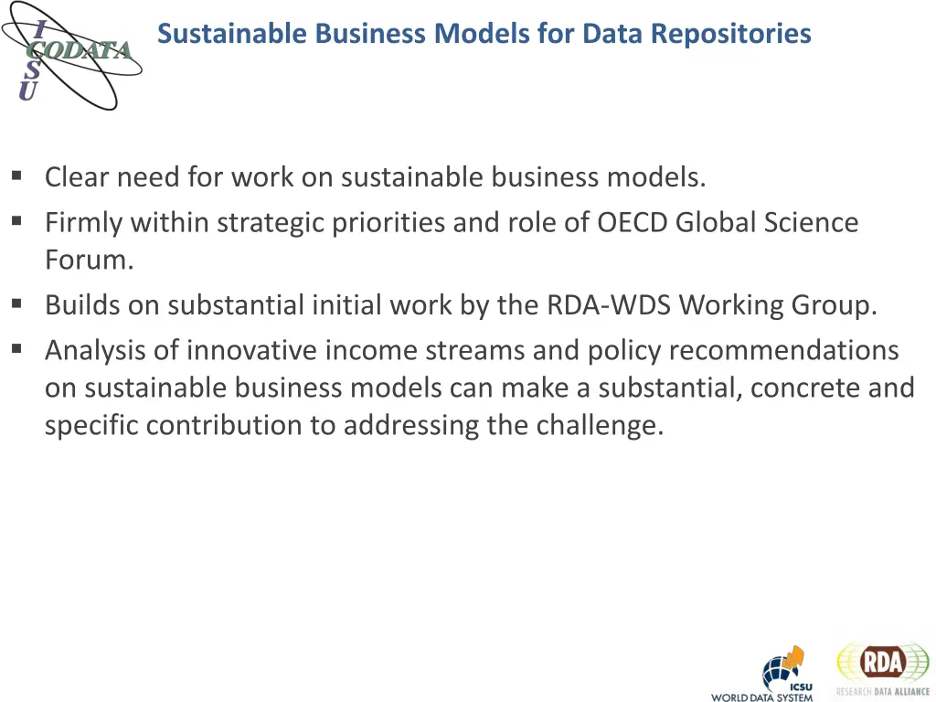 sustainable business models for data repositories