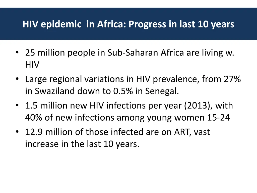 hiv epidemic in africa progress in last 10 years