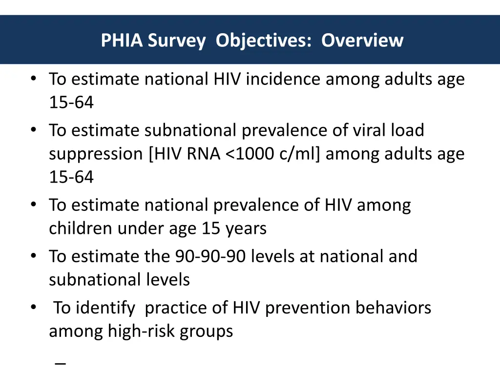 phia survey objectives overview