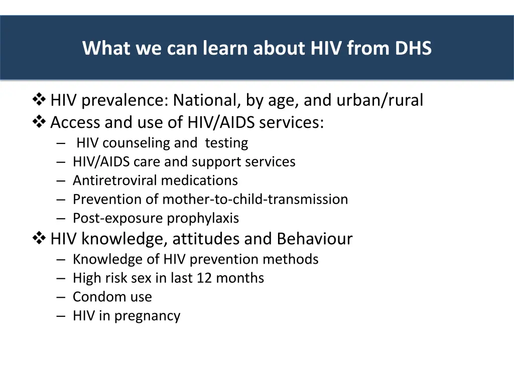 what we can learn about hiv from dhs