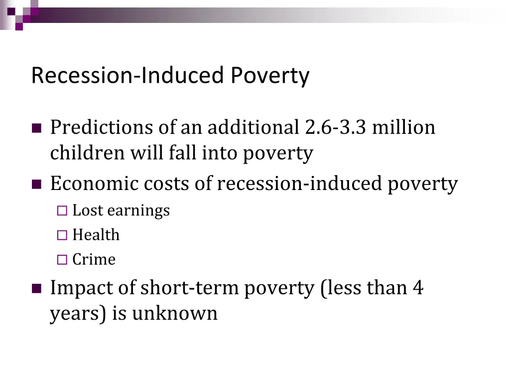 recession induced poverty