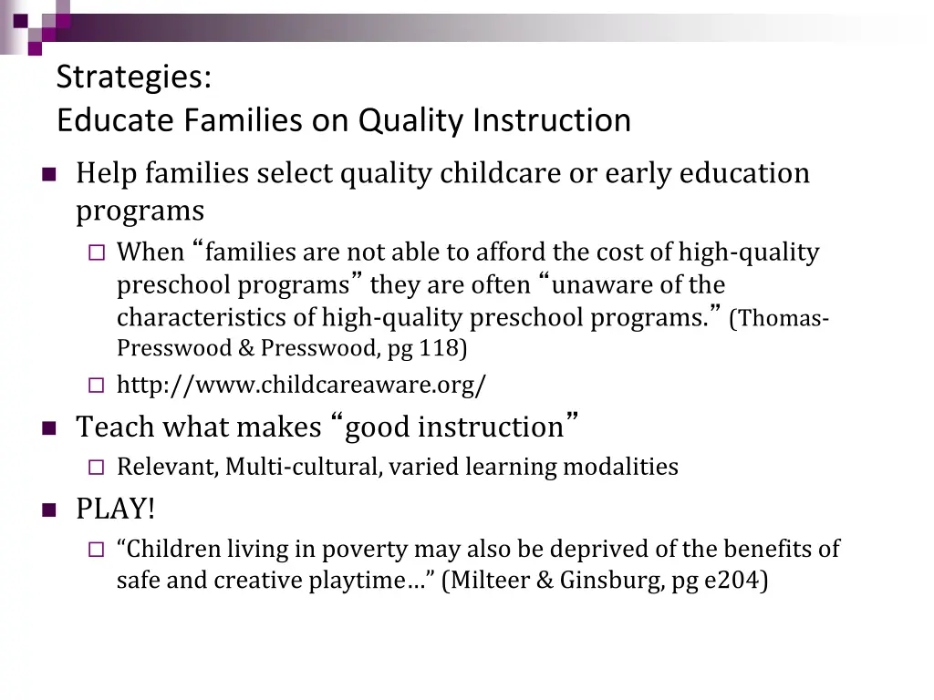 strategies educate families on quality instruction