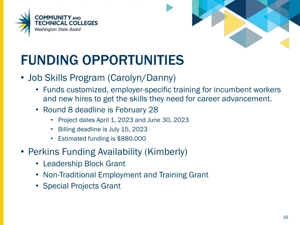 funding opportunities job skills program carolyn