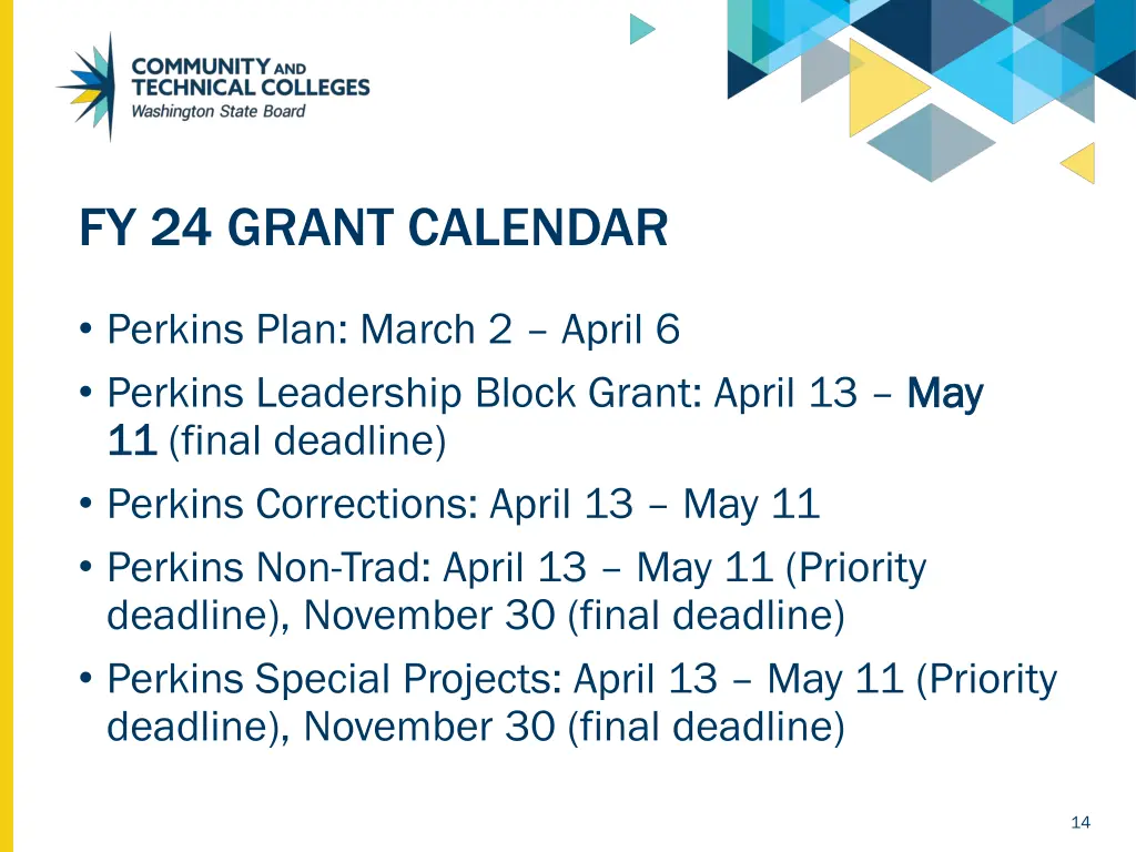 fy 24 grant calendar