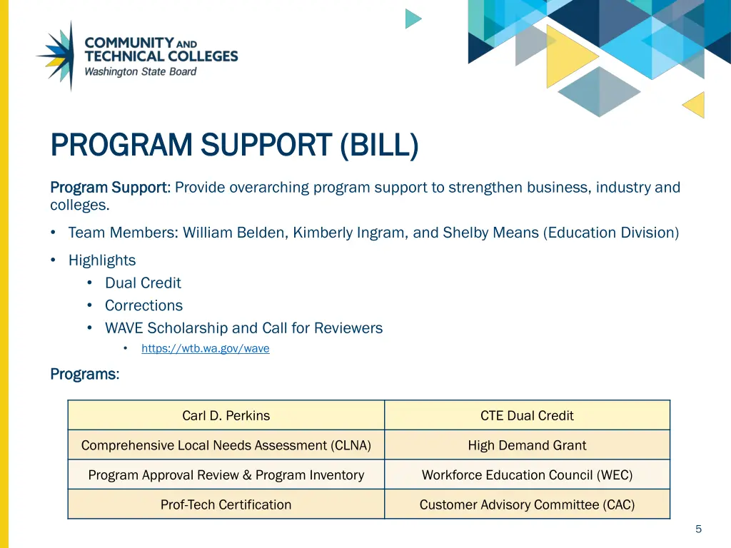 program support bill program support bill