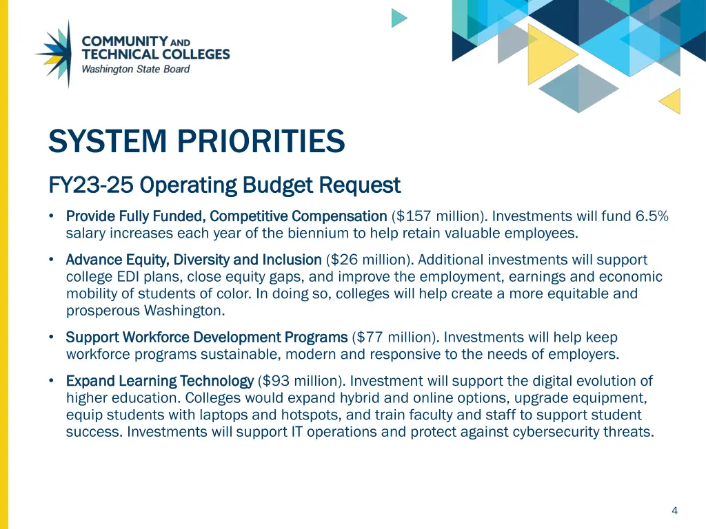 system priorities fy23 fy23 25 operating budget