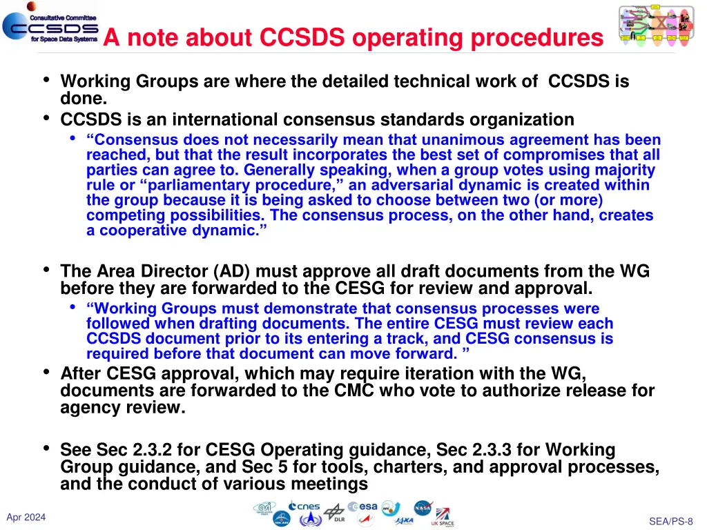 a note about ccsds operating procedures