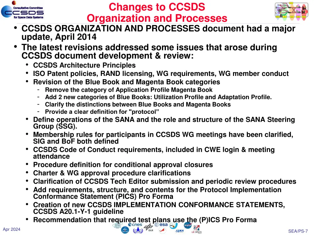 changes to ccsds organization and processes