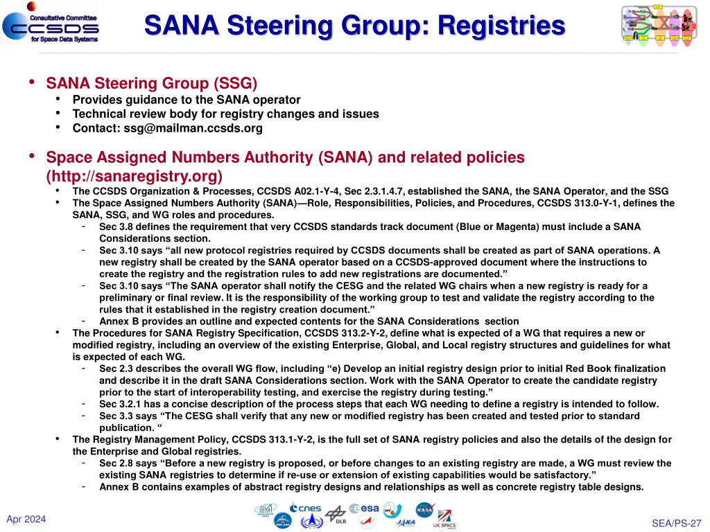 sana steering group registries