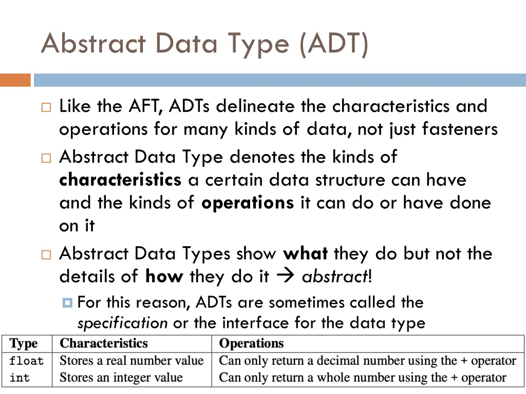 abstract data type adt