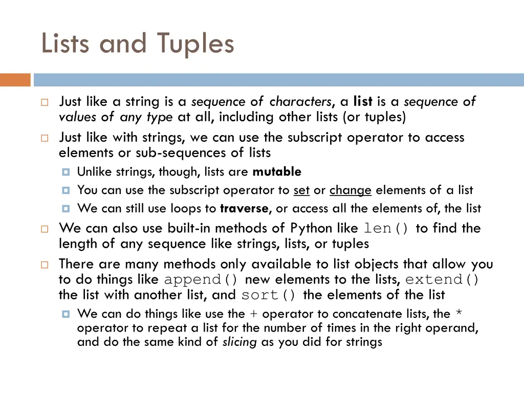 lists and tuples