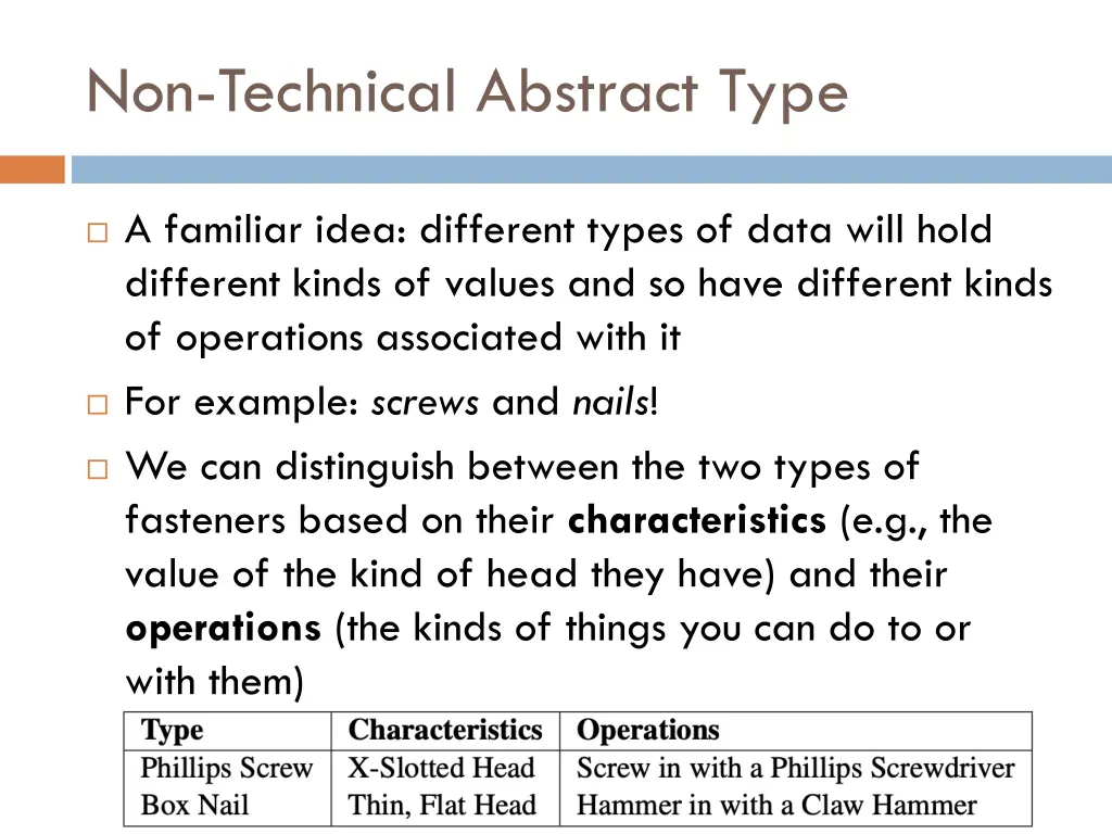 non technical abstract type