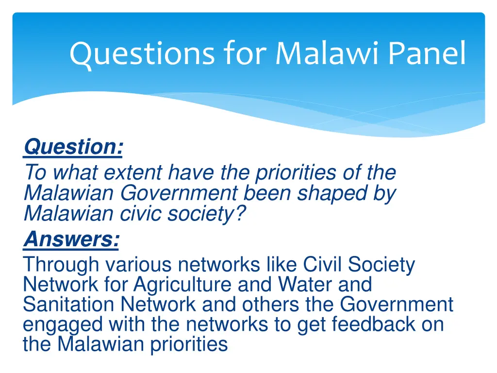 questions for malawi panel 10