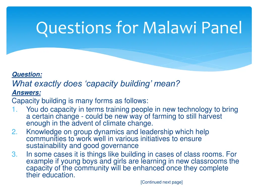 questions for malawi panel 11