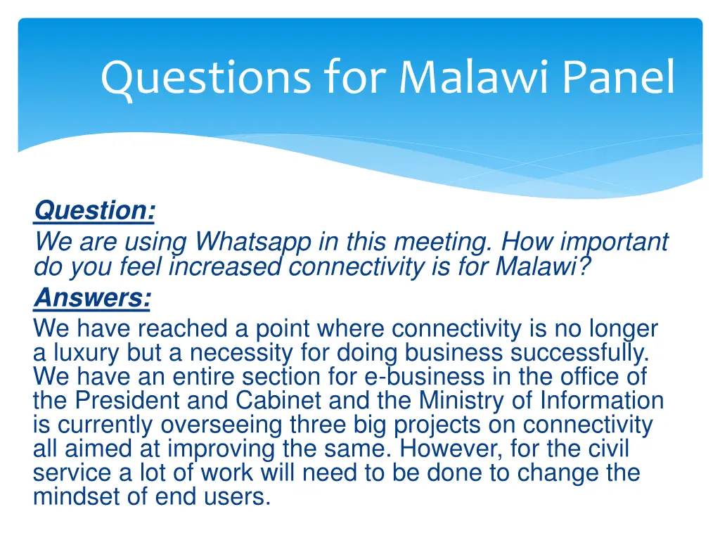 questions for malawi panel 13