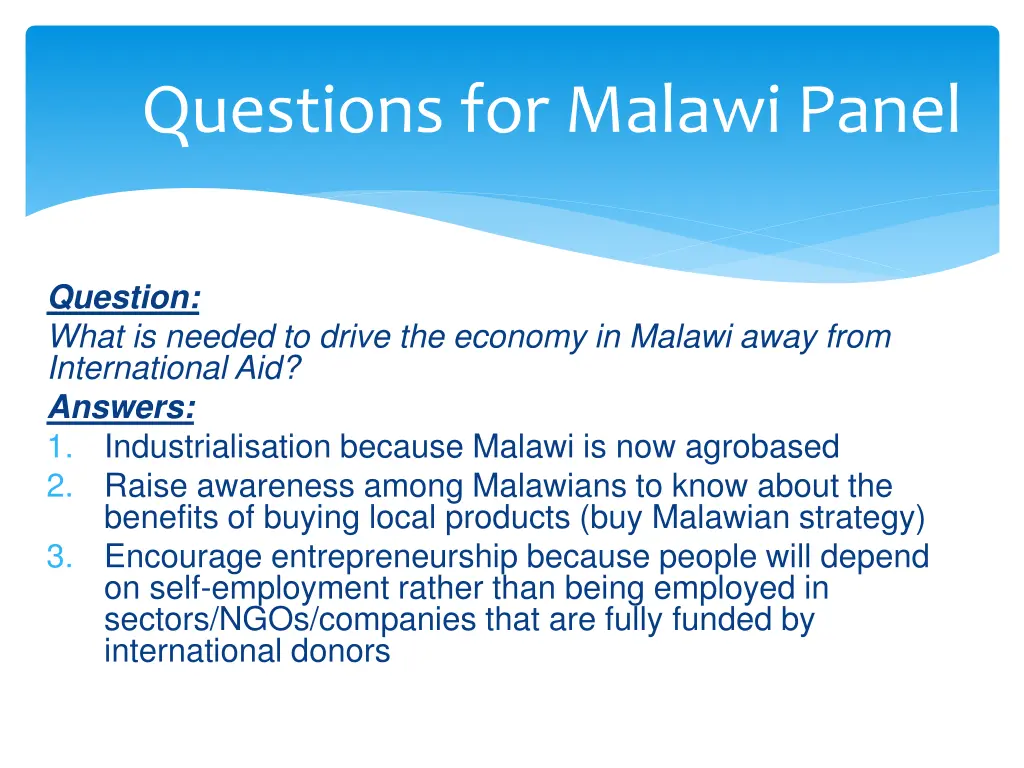 questions for malawi panel 14