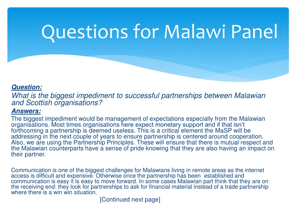 questions for malawi panel 16