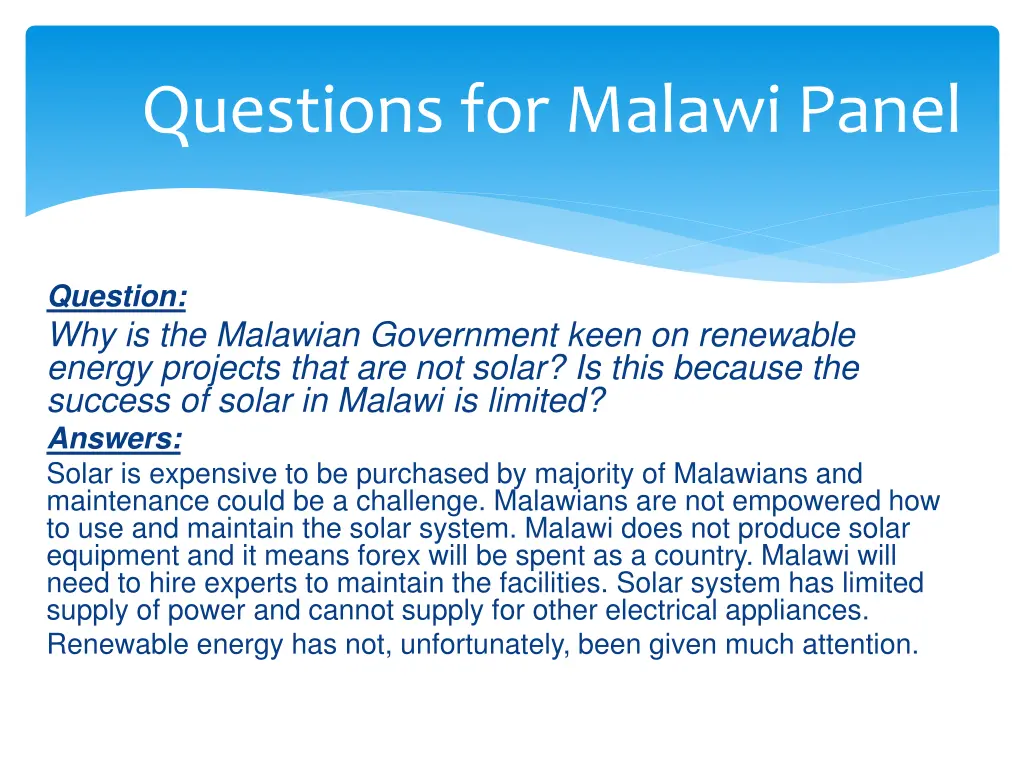 questions for malawi panel 19