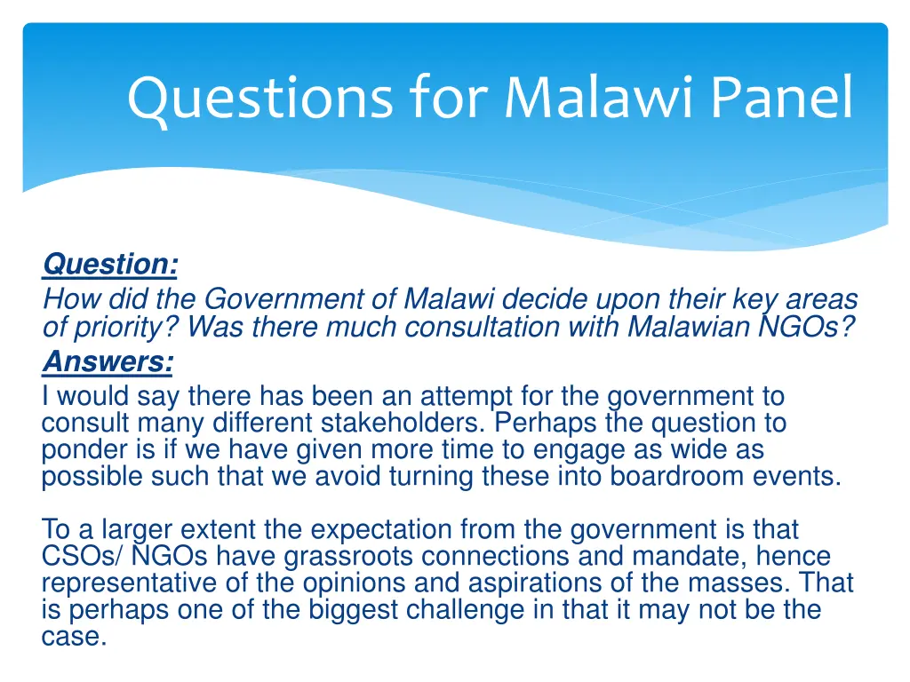 questions for malawi panel 8