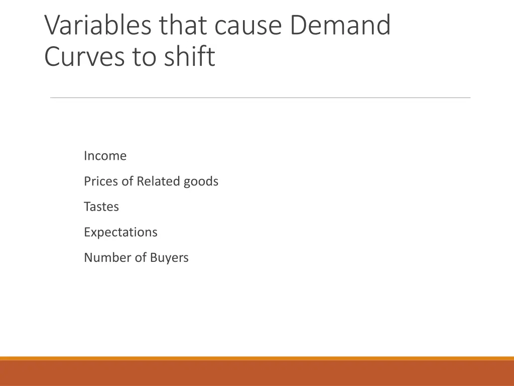 variables that cause demand curves to shift