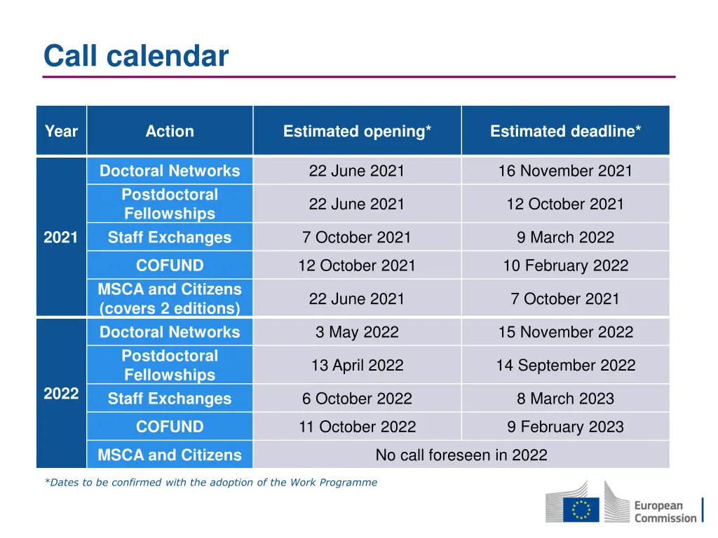 call calendar