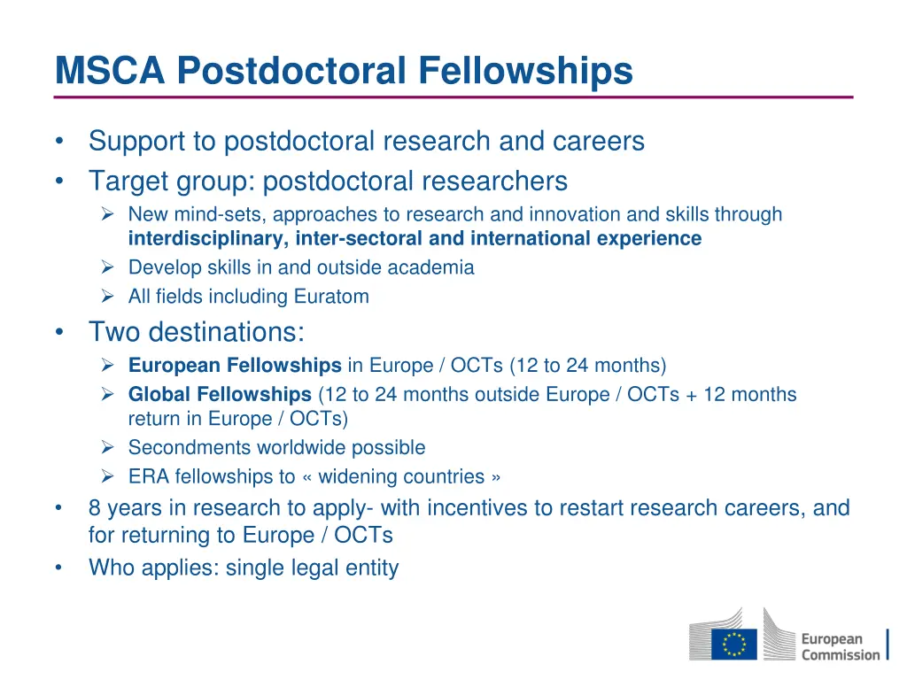 msca postdoctoral fellowships