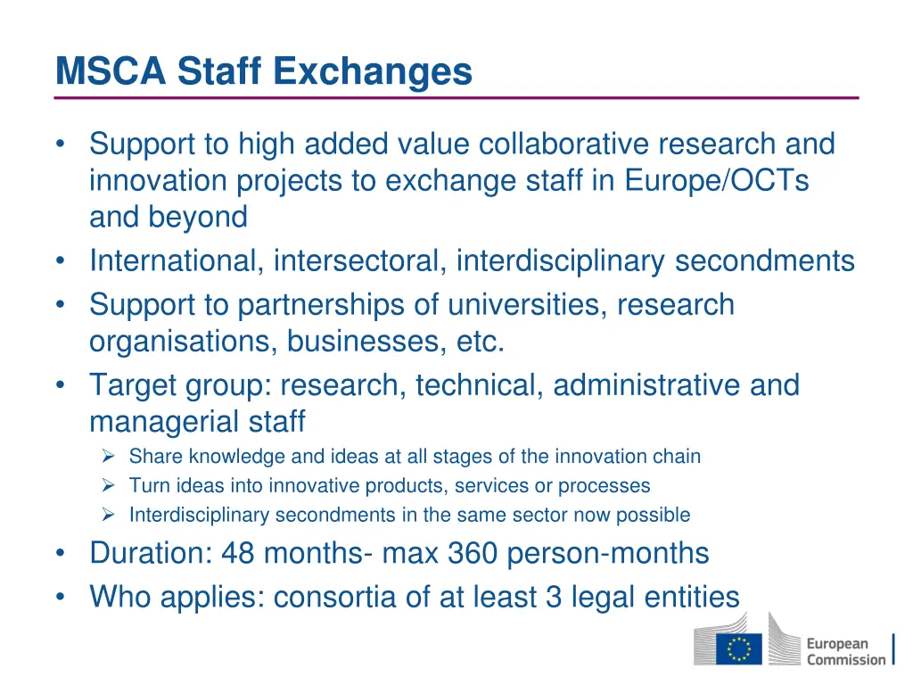 msca staff exchanges