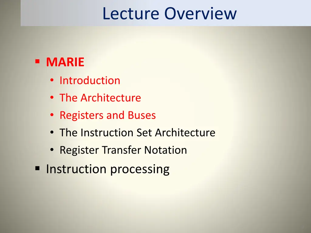 lecture overview