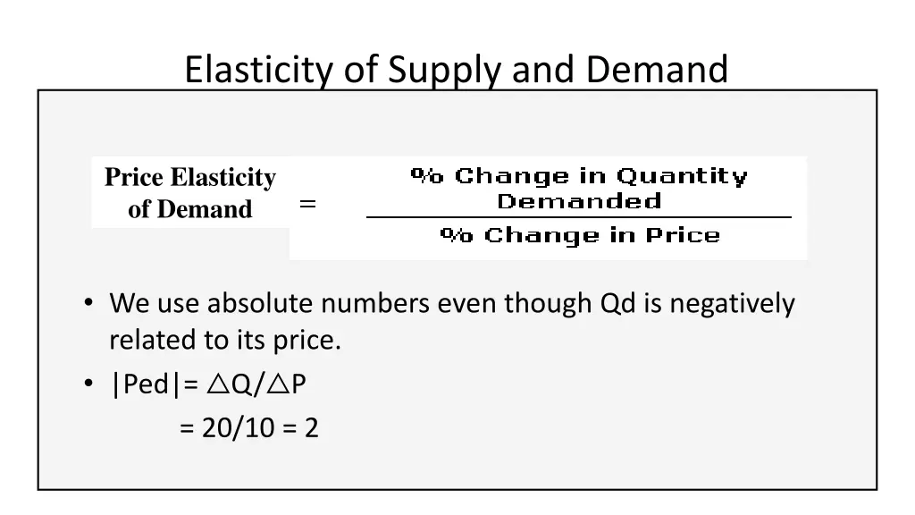 elasticity of supply and demand