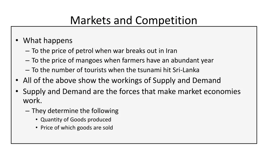 markets and competition