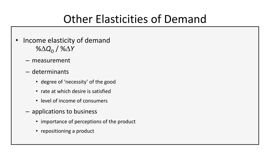 other elasticities of demand