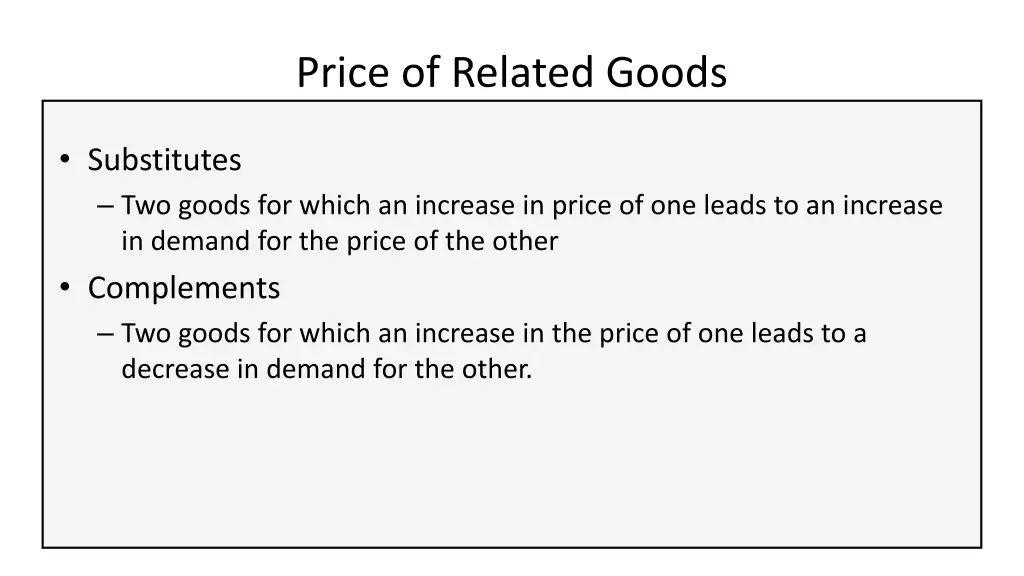 price of related goods