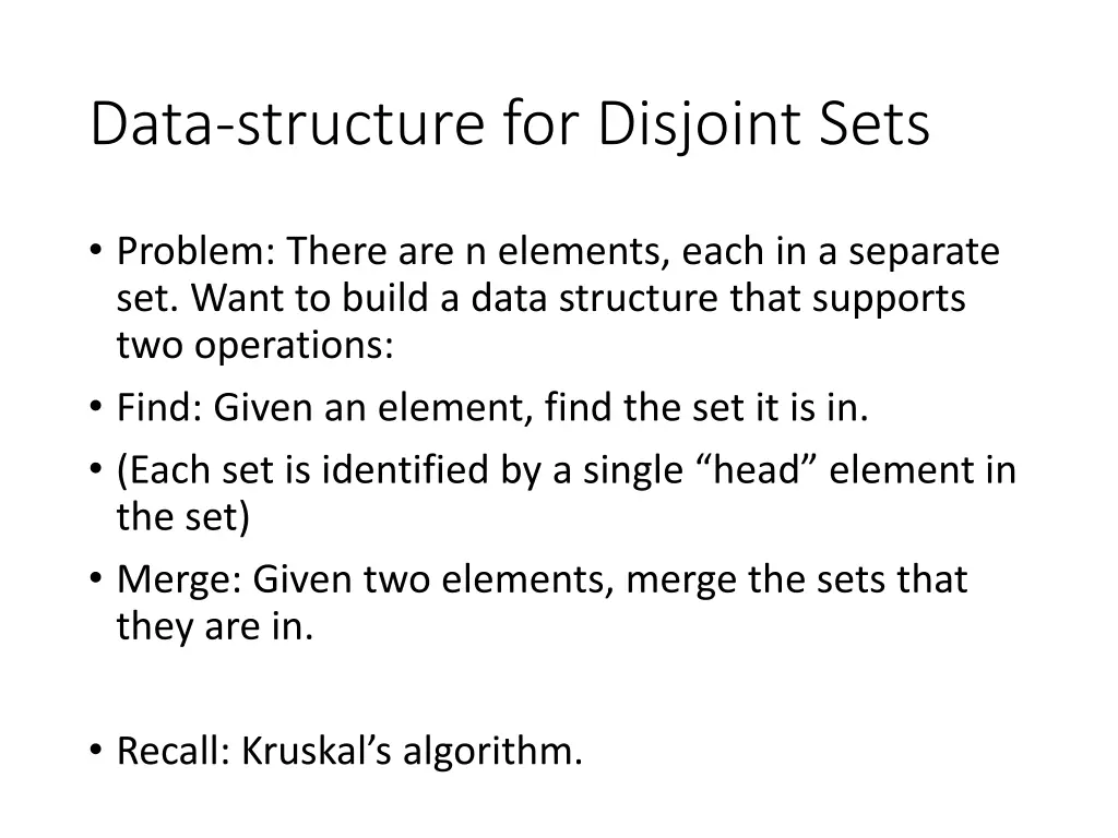 data structure for disjoint sets