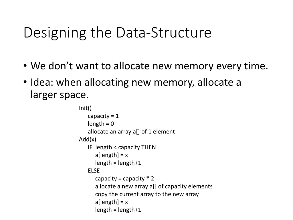 designing the data structure