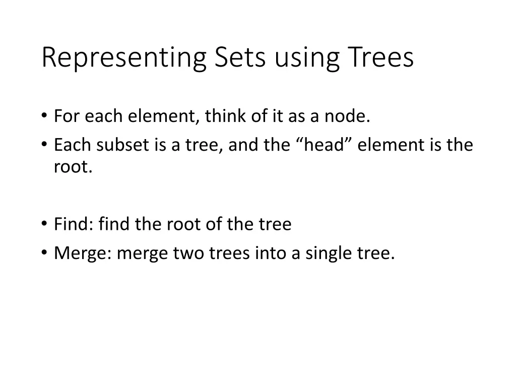 representing sets using trees