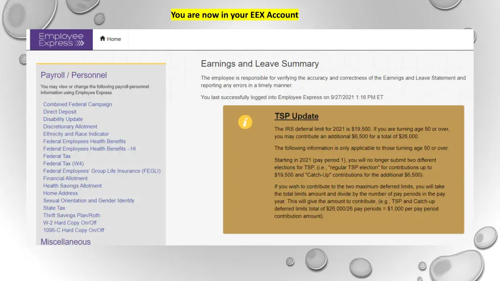 you are now in your eex account