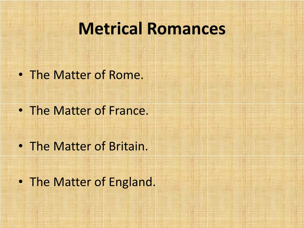 metrical romances